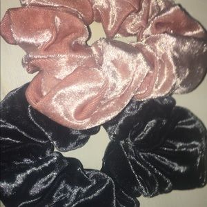 Pink and blue velvet Icing brand scrunchies